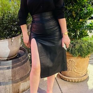 Topshop midi leather high waisted skirt